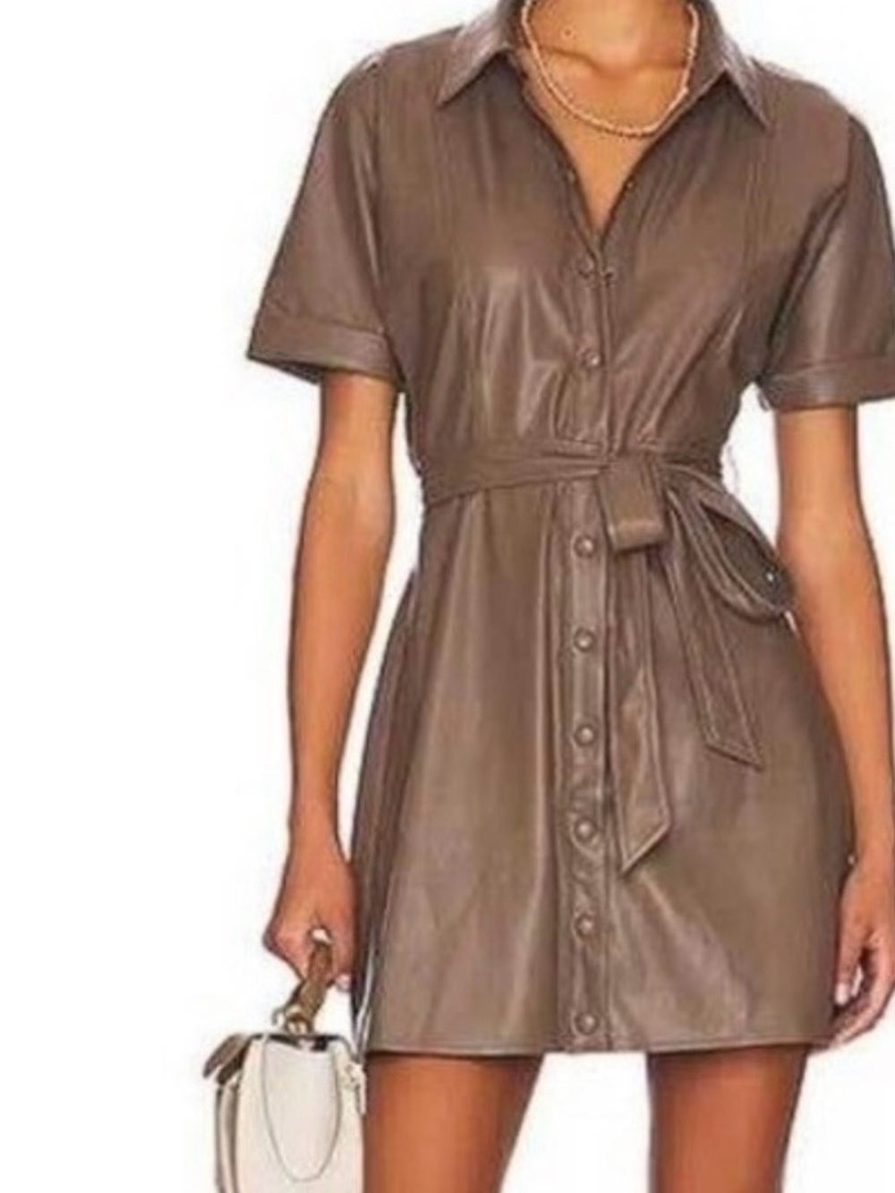 Heartloom Brown Faux Leather Shirt Dress